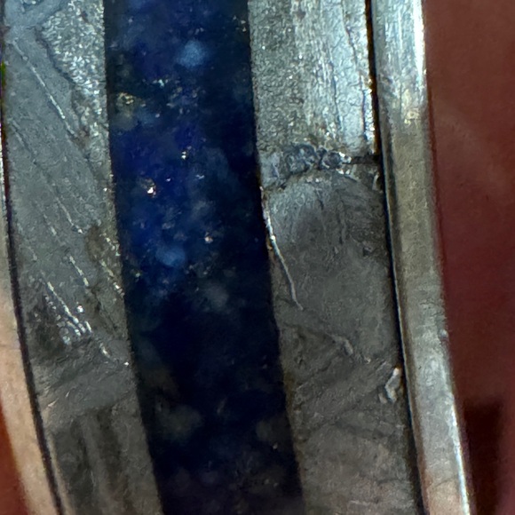 Shane Co Authentic Titanium Meteorite Lapis Lazuli Sz 11 Men’s Wedding Band Ring - Picture 11 of 13